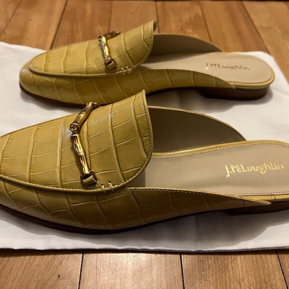 J. McGlaughlin Domina Mule, Light Yellow, Alligator embossed, Size 8, Never Worn - Picture 6 of 10